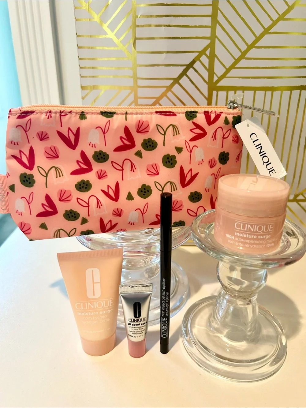 🌸 Clinique 5-Piece Skincare & Makeup Gift Set | Cosmetic Bag | New